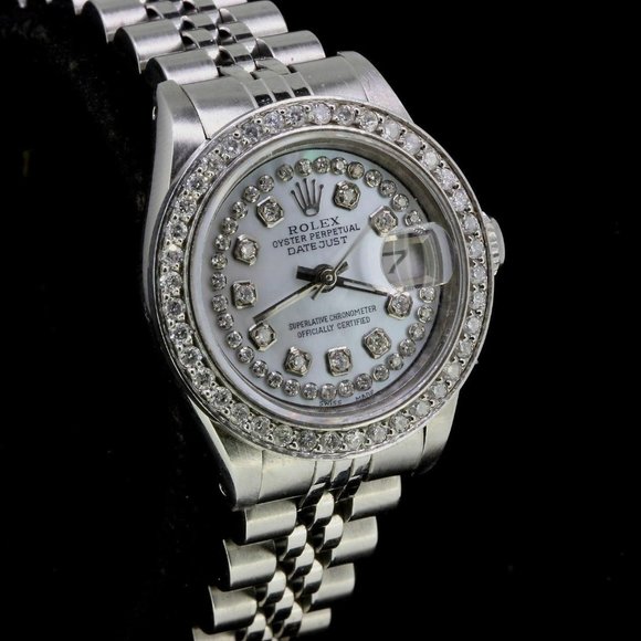 Rolex Ladies Date Datejust Oyster Stainless Diamond Dial Bezel Watch main image 4